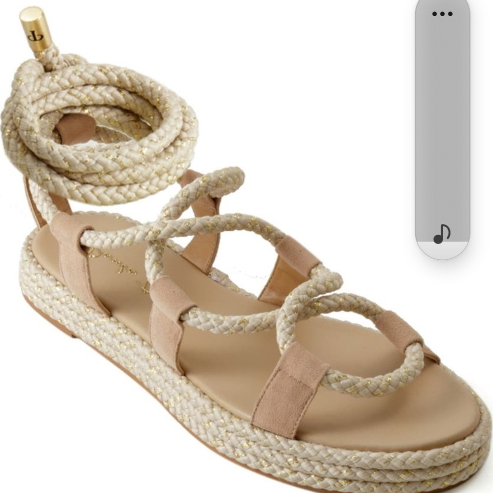 Cream Espadrilles with Woven Design and Ankle Straps